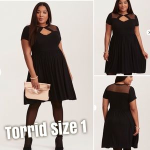Dot Mesh Inset Skater Dress